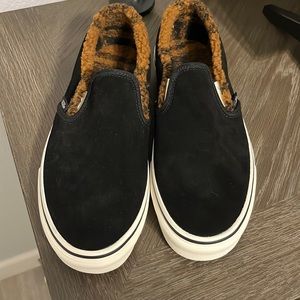 Unworn Black Velvet and Leopard Vans. Size 9.5